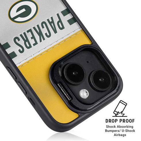 NFL Green Bay Packers White Striped iPhone 15 Plus Kickstand Case
