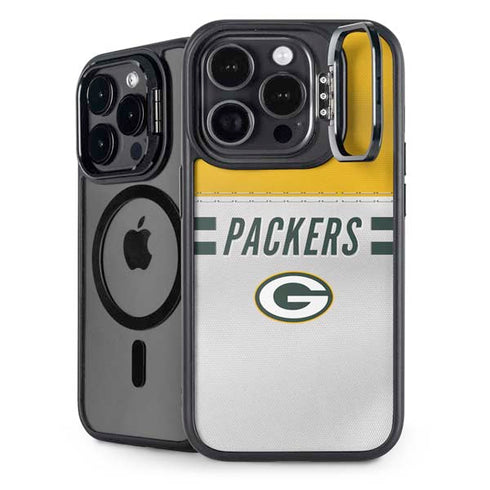 NFL Green Bay Packers White Striped iPhone 15 Pro Max Kickstand Case