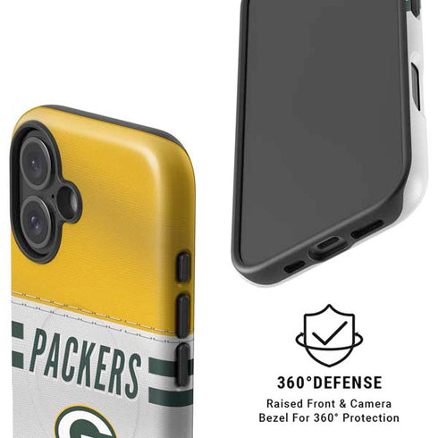 NFL Green Bay Packers White Striped iPhone 16 Magsafe Impact Case
