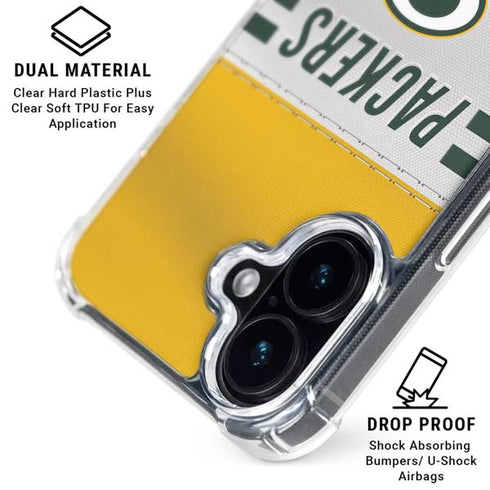 NFL Green Bay Packers White Striped iPhone 16 Plus Clear Case