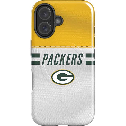 NFL Green Bay Packers White Striped iPhone 16 Plus Magsafe Impact Case