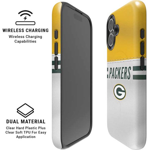 NFL Green Bay Packers White Striped iPhone 16 Plus Magsafe Impact Case