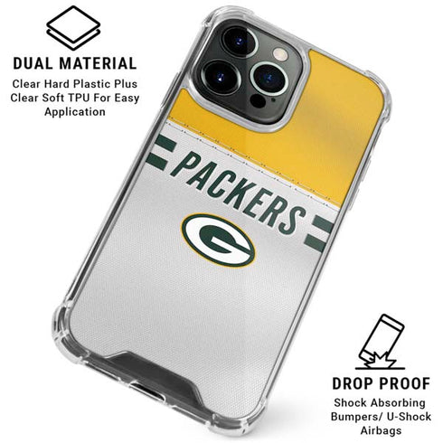 NFL Green Bay Packers White Striped iPhone 16 Pro Max Clear Case
