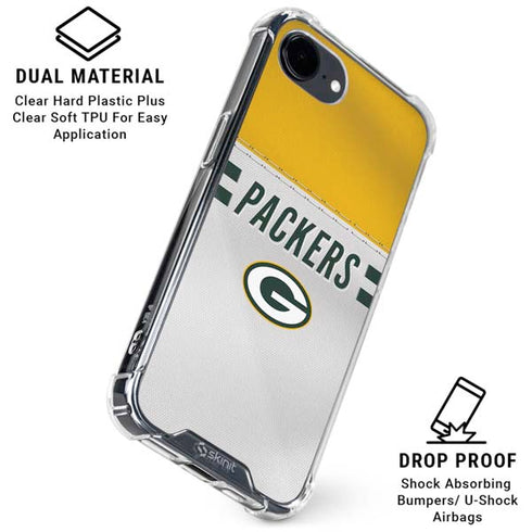 NFL Green Bay Packers White Striped iPhone 16e Clear Case
