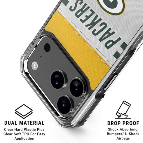 NFL Green Bay Packers White Striped iPhone 18 Pro Clear Case