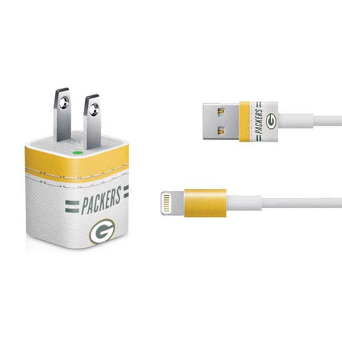 NFL Green Bay Packers White Striped iPhone Charger (5W USB) Skin