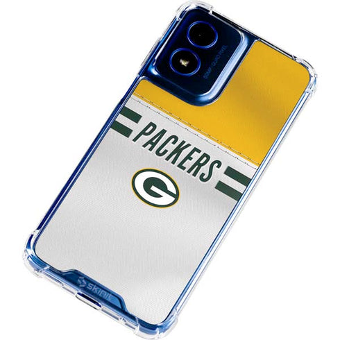 NFL Green Bay Packers White Striped Moto G 5G (2024) Clear Case