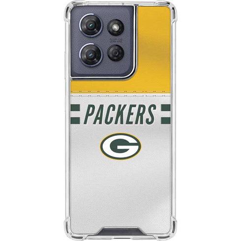 NFL Green Bay Packers White Striped Moto G Play 5G (2025) Clear Case