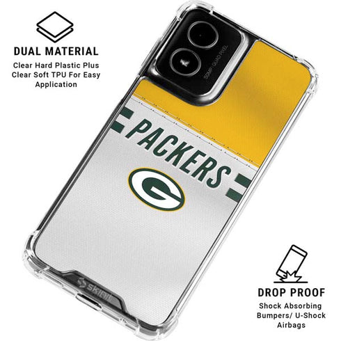 NFL Green Bay Packers White Striped Moto G Power 5G (2024) Clear Case