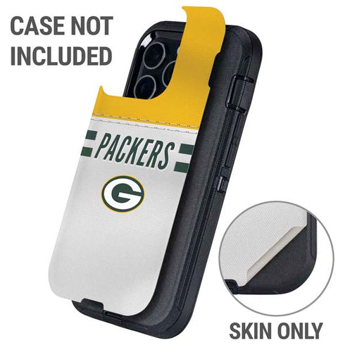 NFL Green Bay Packers White Striped Otterbox Defender iPhone Skin