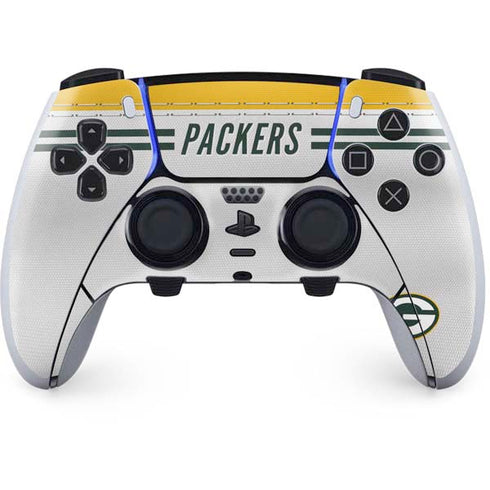 NFL Green Bay Packers White Striped PS5 DualSense Edge Pro Controller Skin