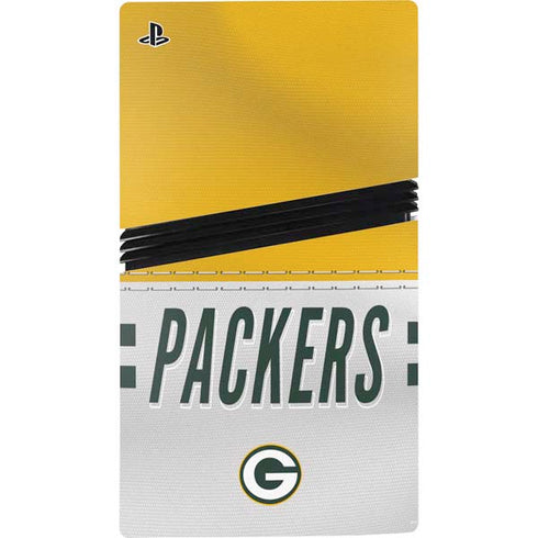 NFL Green Bay Packers White Striped PS5 Pro Bundle Skin