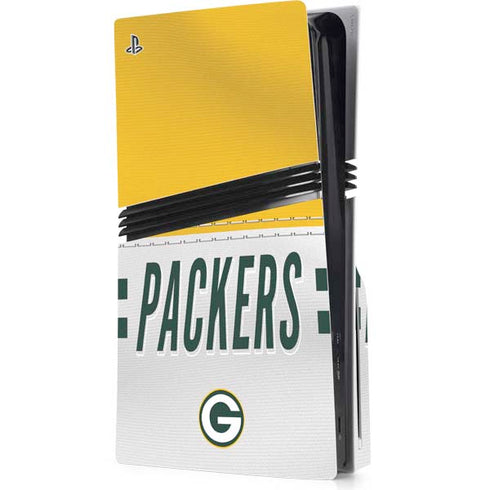 NFL Green Bay Packers White Striped PS5 Pro Disk Console Skin