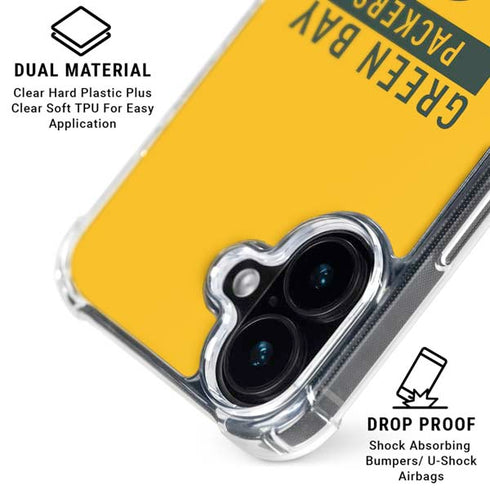 NFL Green Bay Packers Yellow Performance Series iPhone 16 Plus Clear Case