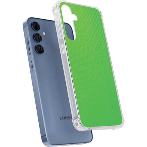 Green Carbon Fiber Specialty Texture Material Galaxy A55 5G Clear Case