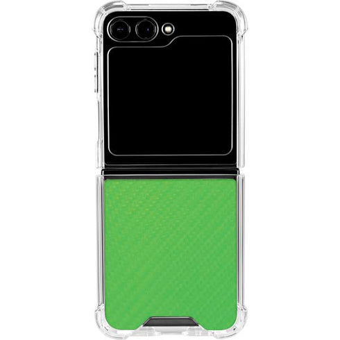 Green Carbon Fiber Specialty Texture Material Galaxy Z Flip6 Clear Case