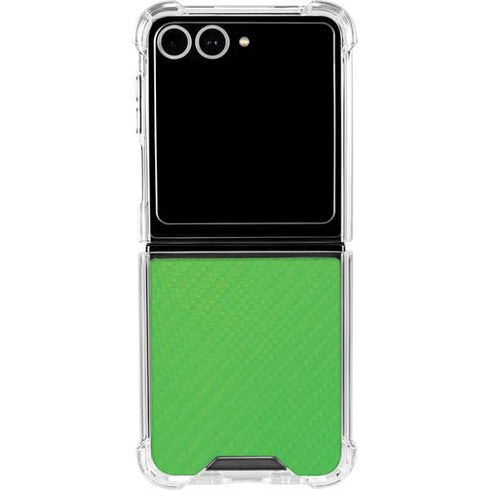 Green Carbon Fiber Specialty Texture Material Galaxy Z Flip7 Clear Case