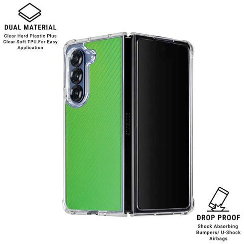 Green Carbon Fiber Specialty Texture Material Galaxy Z Fold6 Clear Case