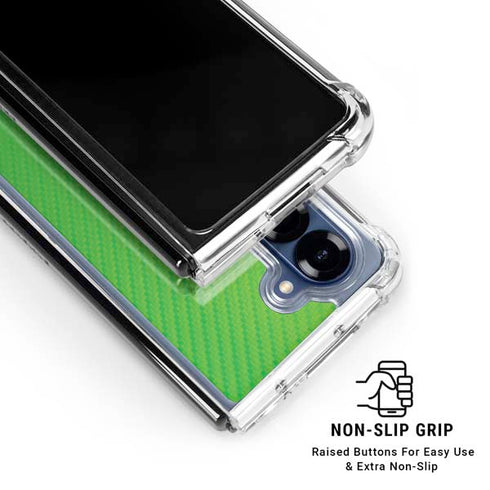 Green Carbon Fiber Specialty Texture Material Galaxy Z Fold6 Clear Case
