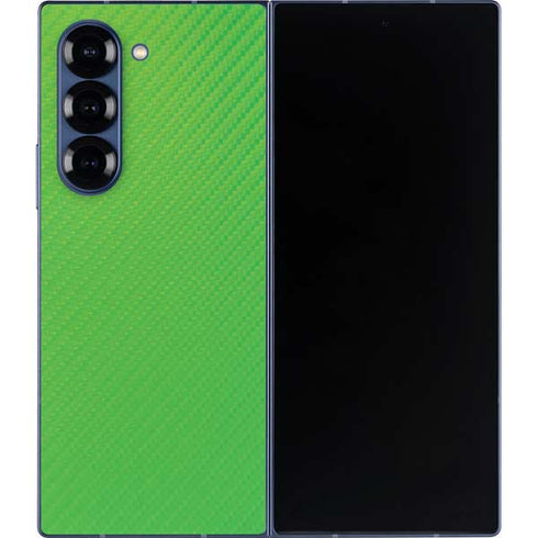 Green Carbon Fiber Specialty Texture Material Galaxy Z Fold6 Skin