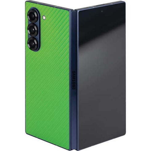 Green Carbon Fiber Specialty Texture Material Galaxy Z Fold6 Skin