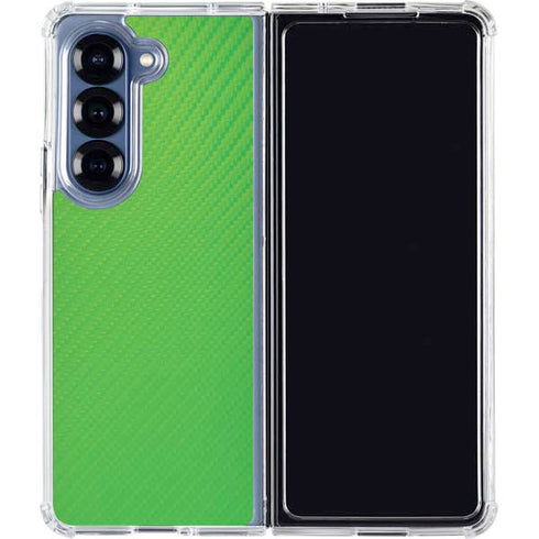 Green Carbon Fiber Specialty Texture Material Galaxy Z Fold7 Clear Case