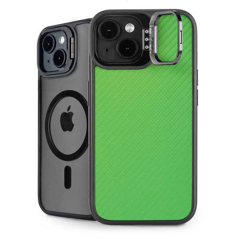 Green Carbon Fiber Specialty Texture Material iPhone 15 Plus Kickstand Case