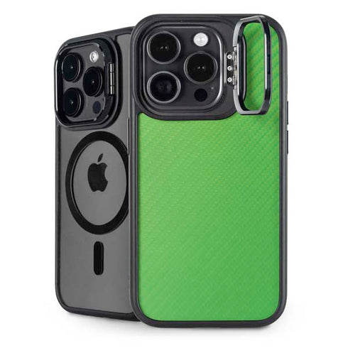 Green Carbon Fiber Specialty Texture Material iPhone 15 Pro Max Kickstand Case
