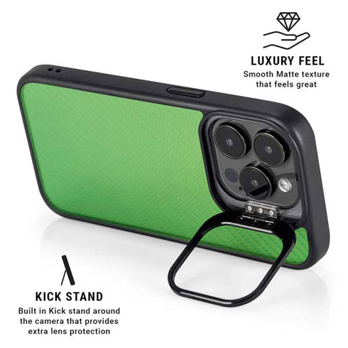Green Carbon Fiber Specialty Texture Material iPhone 15 Pro Max Kickstand Case