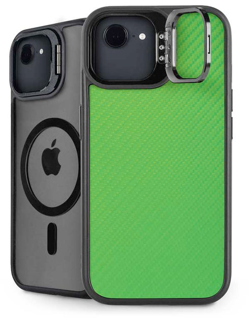 Green Carbon Fiber Specialty Texture Material iPhone 16e Kickstand Case