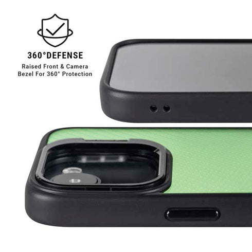 Green Carbon Fiber Specialty Texture Material iPhone 16e Kickstand Case