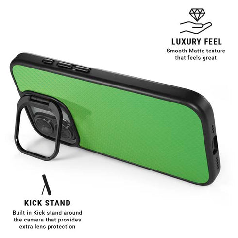 Green Carbon Fiber Specialty Texture Material iPhone 17 Kickstand Case