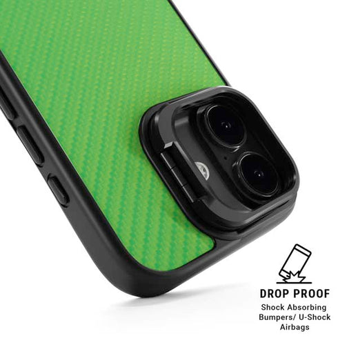Green Carbon Fiber Specialty Texture Material iPhone 17 Kickstand Case
