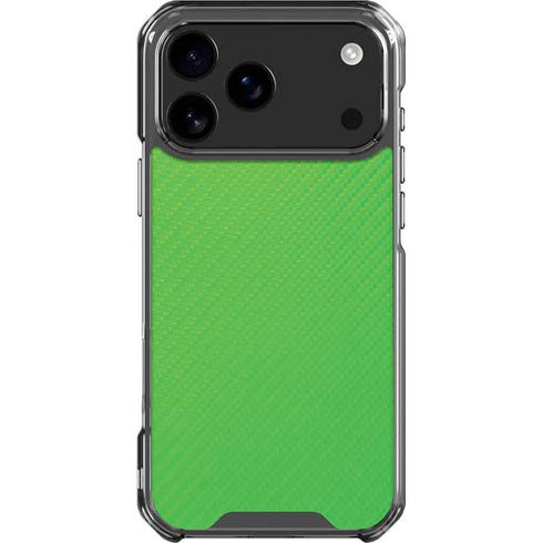 Green Carbon Fiber Specialty Texture Material iPhone 17 Pro Max Clear Case