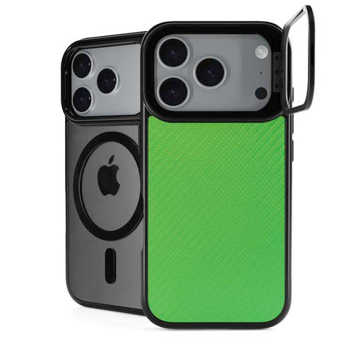 Green Carbon Fiber Specialty Texture Material iPhone 18 Pro Kickstand Case