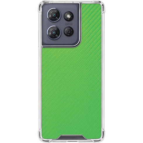 Green Carbon Fiber Specialty Texture Material Moto G Play 5G (2025) Clear Case