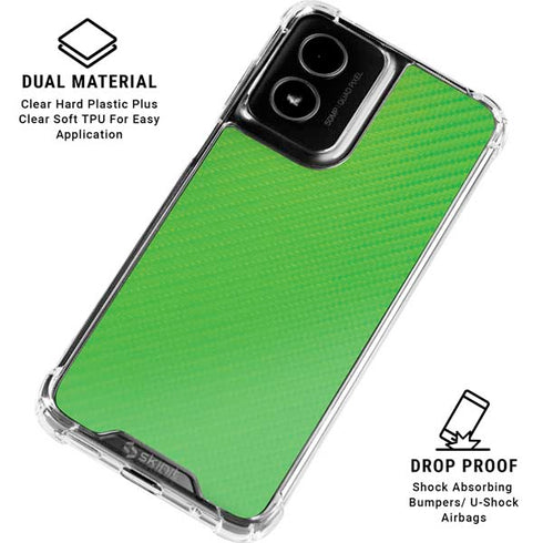 Green Carbon Fiber Specialty Texture Material Moto G Power 5G (2024) Clear Case