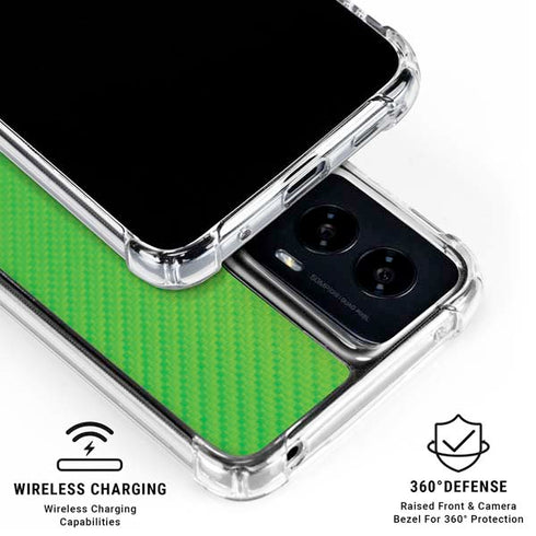 Green Carbon Fiber Specialty Texture Material Moto G Power 5G (2024) Clear Case