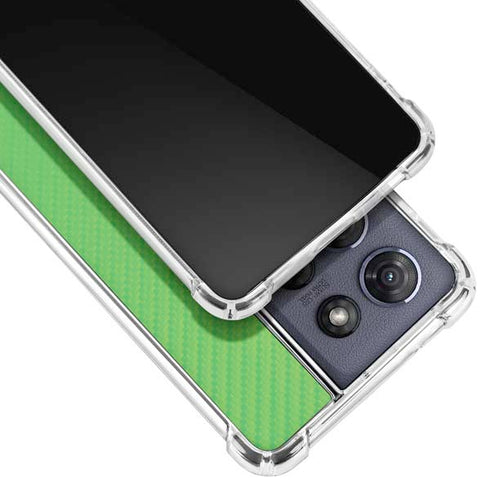 Green Carbon Fiber Specialty Texture Material Moto G Power 5G (2025) Clear Case