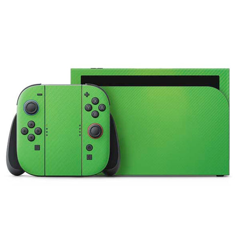 Green Carbon Fiber Specialty Texture Material Nintendo Skins