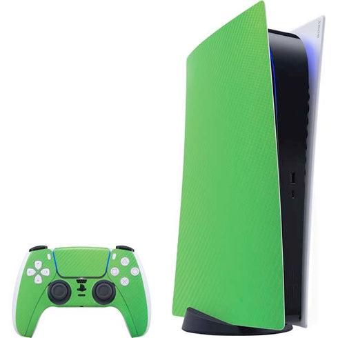 Green Carbon Fiber Specialty Texture Material PlayStation PS5 Skins