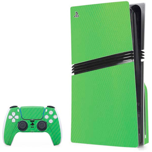 Green Carbon Fiber Specialty Texture Material PS5 Pro Disk Bundle Skin
