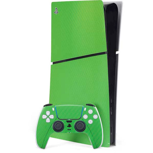 Green Carbon Fiber Specialty Texture Material PlayStation PS5 Skins