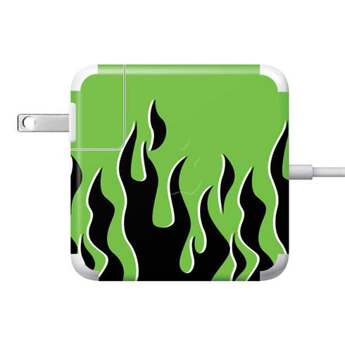 Green Flames 85W Power Adapter (15 and 17 inch MacBook Pro Charger) Skin