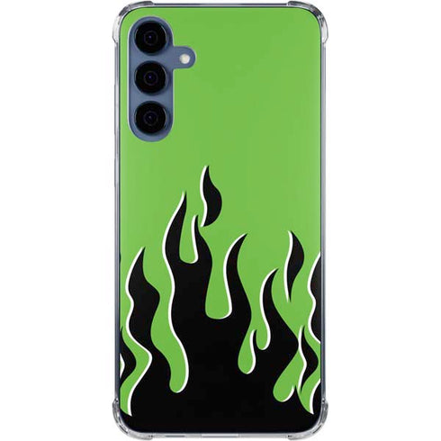 Green Flames Galaxy A55 5G Clear Case