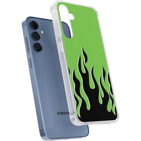 Green Flames Galaxy A55 5G Clear Case