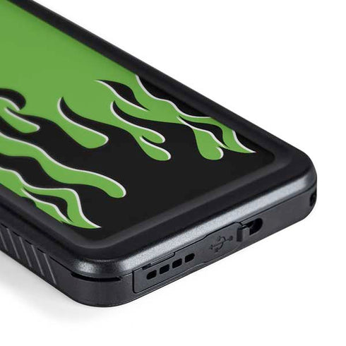 Green Flames Galaxy S24 Plus Waterproof Case