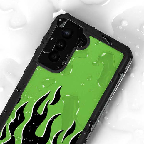 Green Flames Galaxy S24 Plus Waterproof Case