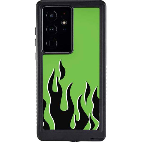 Green Flames Galaxy S24 Ultra Waterproof Case