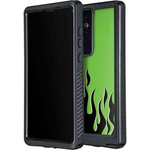 Green Flames Galaxy S24 Ultra Waterproof Case